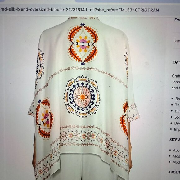 JADE BY JOHNNY WAS ~ BLOUSE AND PANTS ~ SIZE L/XL - Picture 5 of 15